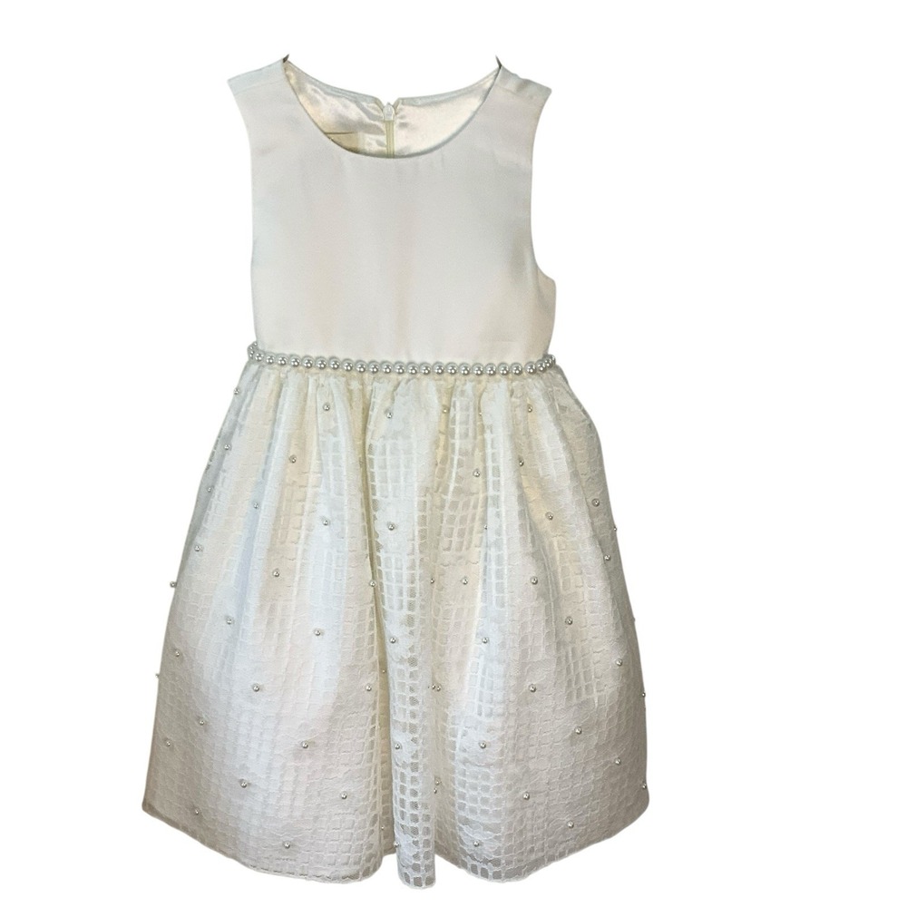 American Princess Girls White Dress With Pearls Lace Crinoline Size 4‎ Holiday